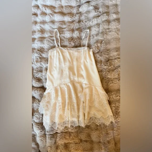 Reformation Cream Lace-Trim Slip Mini Dress - Picture 8 of 15